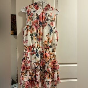MSK Vibrant Floral Ruffle Dress